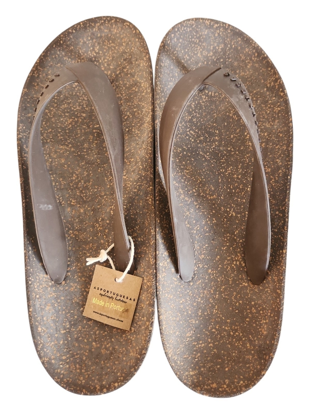 Asportuguesas Brown Cork-Effect Women's Flip Flop Sandals Size 42
